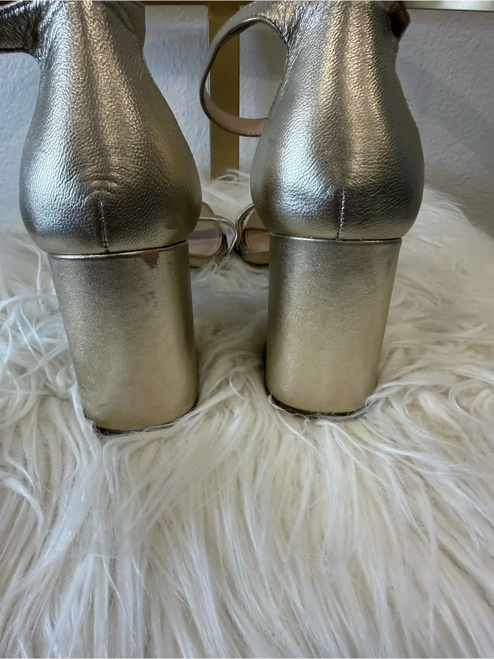 Sam Edelman Metallic Gold Block-Heel Ankle Strap Sandals Size 7.5